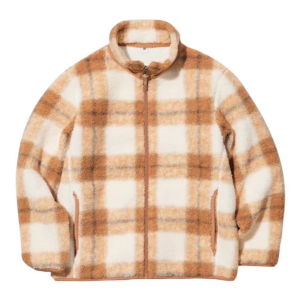 Uniqlo Wind Fleece Jacket Teddy Zipper Tan Cream Beige Kids Girls 11 12